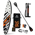 Produktbild: Fuxtec Aufblasbares SUP Board Set – Stand Up Paddle Board 320 x 81 x 15 cm mit 3 Finnen – Touring-Board belastbar bis 150kg – inkl. Rucksack