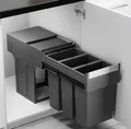Produktbild: livingpoint24 Einbaumülleimer Hailo Mülleimer Küche, Einbau ab 40cm Schrank, 3x 8 L Mülltrennung