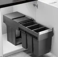 Produktbild: Hailo Tandem Mülleimer Küche 24 Liter Einbau ab 40cm Schrank 3-fach Mülltrennung