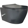 Produktbild: Wc Schwarz Matt Spülrandlos Wand Wc Mit Taharet Armatur Softclose Deckel Toilette Hängend - Aloni