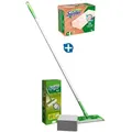 Produktbild: P&G Swiffer Starter Kit SET mit Spezialtücher Holz & Parkett Stiel 1,20 m, 8 Trockentücher, 18 Holztücher, Wischer 25 cm
