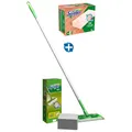 Produktbild: Procter and Gamble Swiffer Starter Kit SET mit Spezialtücher für Holz & Parkett Stiel 1,20 m, 8 Trockentücher, 18 Holztücher, Wischer 25 cm SW6113+SW2754