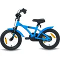 Produktbild: PROMETHEUS Kinderfahrrad 14 Zoll Jungen und Mädchen in Blau & Schwarz mit Stützräder | Aluminium Seitenzugbremse und Rücktrittbremse | inkl. Si... - Blau/Schwarz