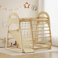 Produktbild: AIYAPLAY 6-in-1 Montessori Klettergerüst Indoor Holz Spielplatz mit Rutsche