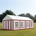 Produktbild: TOOLPORT Partyzelt Festzelt 4x8 m Garten-Pavillon PVC Plane 700 N in rot-weiß Wasserdicht