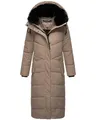 Produktbild: Navahoo Damen Wintermantel warmer Steppmantel extralang mit abnehmbarer Kapuze Hingucker XIV Taupe Grey Gr. S