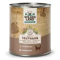 Produktbild: Wildes Land - Truthahn - 6 x 800 g - Mit Süßkartoffel, Cranberries, Distelöl und Wildkräutern - Nassfutter für Hunde - Hoher Fleischanteil - Monoprotein - Getreidefreies Hundefutter