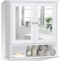 Produktbild: Spiegelschrank Badezimmer, Badschrank Mit Spiegel, Badezimmerschrank Weiss, Badezimmerspiegel Mit Ablage, Haengeschrank Badmoebel, Badezimmerspiegelschrank 58,5x56,5x13,5cm - Costway