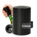 Produktbild: Flaschenöffner 2er Set 'Push' - Flaschenöffner mit Push Up Funktion - eleganter Bieröffner in Edelstahl Optik aus Aluminium - praktisches Küchenzubehör und Geschenkidee - schwarz