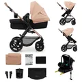 Produktbild: Kinderkraft MOOV 2 - 4-in-1 Kinderwagen - Mit Babywanne, Buggy und MINK PRO i-Size Kindersitz - Große pannensichere Räder - UPF50+ - Bis 27 kg - Beige