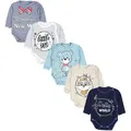 Produktbild: TupTam Wickelbody TupTam Baby Unisex Langarm Wickelbody Print / Uni 5er Pack beige|blau|bunt|grau 74