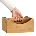 Produktbild: Ordnungsbox Bambus/MDF – 4 Fächer & Griff, 25×18×12 cm