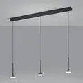 Produktbild: 3-flammige Helestra FLUTE LED Pendelleuchte in schwarzchrom mit blendfreier Satinierung aus Acrylglas