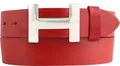 Produktbild: BELTINGER Designer Gürtel HENRY aus Vollrindleder 4 cm | Eleganter Ledergürtel für Damen und Herren 40mm | Silber glänzend | Rot 85cm