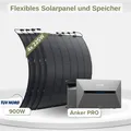 Produktbild: Flexibel Solarpanel 900W Mit Anker SOLIX Solarbank 2 E1600 Pro Speicher 1600wh