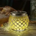 Produktbild: LED Solar Windlicht Mosaik Solarglas Solarleuchte Mosaikleuchte Tischlampe gelb