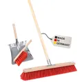 Produktbild: Profi- Kehrbesen Set Kehrset Besen 50cm Breit/Lang Kunststoff rote Borsten Stiel