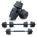 Produktbild: Lacestone 2in1 Hantelset Kurzhantel Langhantel Set Hanteln Krafttraining Gewichte Dumbbells 30KG