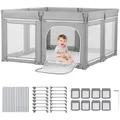 Produktbild: VEVOR Baby-Laufstall, 200 x 178 cm, Laufgitter für Kleinkinder, faltbarer Spielplatz mit Reißverschlusstür & weichem, atmungsaktivem Netz, Sicherheits-Aktivitätszentrum für drinnen und draußen