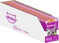 Produktbild: Whiskas 1+ Katzenfutter Hühnchen in Gelee, 28x85g (1 Packung) – Hochwertiges Nassfutter für ausgewachsene Katzen in 28 Portionsbeuteln
