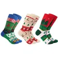 Produktbild: BRUBAKER Socken 3 Paar Weihnachtssocken - Lustige Socken für Damen und Herren (mit Weihnachtsmotiven, 3-Paar, Baumwollsocken Weihnachtsmuster) Beige, Grün und Rot - Geschenk Weihnachten beige|bunt|grün 35-40