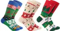 Produktbild: BRUBAKER 3 Paar Weihnachtssocken - Lustige Socken für Damen und Herren mit Weihnachtsmotiven - Weihnachtsmuster Beige, Grün und Rot - Baumwolle - Geschenk Weihnachten - EU 35-40