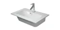 Produktbild: Duravit Möbelwaschtisch compact ME by Starck mit Überlauf, mit Hahnlochbank, 630 x 400 mm, ohne Hahnloch weiß
