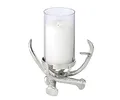 Produktbild: EDZARD Kerzenhalter Blitu mit Glas (Höhe 25 cm), Aluminium vernickelt, für Stumpenkerze ø 8 cm