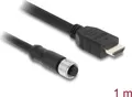 Produktbild: Delock M12 Kabel A-kodiert Buchse zu HDMI Stecker schwarz - Kabel - Digital/Display/Video (81217)
