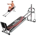 Produktbild: Gymform® Heimtrainer Multigym (7-tlg., mit Beinzubehör, mit Seilzug), Kraftstation, Ganzkörpertraining in kürzester Zeit, Fitness Bank silberfarben