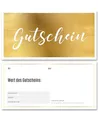Produktbild: Frank Paperman® | 5x Geschenk Gutschein blanko für Kunden mit funkelnder Goldprägung | Gutscheine zum selber Ausfüllen | Gutschein Vordruck im Format DIN Lang Plus