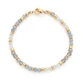Produktbild: JEWELS BY LEONARDO Armband Clip & Mix Bernie • Arm-Schmuck aus goldfarbenem Edelstahl • Glasschliffperlen in Weiß- und Grautönen • 19 cm Länge • Schmuck Geschenk für Frauen • 025574