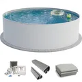 Produktbild: Fresh-Pool Profi Stahlwandpool Set rund, 350x120 cm, Stahl 0,6 mm weiß, Folie