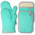 Produktbild: Coziselect Ofenhandschuhe, Hitzebeständige Topfhandschuhe und Topflappen Set, Silikon Anti-Rutsch Design, Geeignet für Kochen, Backen, Grillen, Grün