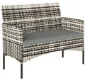 Produktbild: Outsunny Gartensofa 2-Sitzer Rattansofa mit Kissen, Wetterfest Couch, Hellgrau