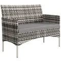 Produktbild: Outsunny Gartensofa 2-Sitzer Rattansofa mit Kissen Wetterfest Hellgrau