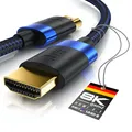 Produktbild: CSL - 8k / 4k HDMI Kabel 2.1/2.0-2m - 8K @ 60Hz / 120Hz - 4K @ 240Hz - 48 Gbit/s - 3D - Ultra High Speed mit Ethernet - TV Blu-ray PS5 Xbox Series X Switch - schwarz - 2 Meter