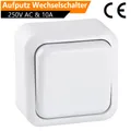 Produktbild: Aufputz Wechselschalter 250V AC & 10A für den Innenbereich AP Lichtschalter Weiß