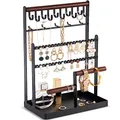 Produktbild: ProCase Schmuckständer Schmuckhalter für Ohrring Ohrstecker Ketten Schmuck Organizer Jewelry Ständer mit 15 Haken, 40 Löcher Ohrringhalter Schmuckaufbewahrung für Halsketten Armbänder Ringe -Schwarz