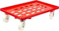 Produktbild: Transportroller für Euroboxen 60x40cm mit Kunststoffräder rot | Gitter/Rasterdeck | 2 Lenkrollen & 2 Bremsrollen | Traglast 300kg | Kistenroller Logistikroller Rollwagen Profi-Fahrgestell