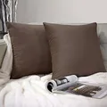 Produktbild: Barbons Kissenbezug 40x40 2er Set – Samt Dekokissenbezug weiche Kissenbezüge Kissenhülle mit Reißverschluss Kopfkissenbezug (40x40, Kaffeebraun)