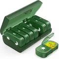 Produktbild: AUVON Tablettenbox 7 Tage Morgens Abends, Pillendose 7 Tage 2 Fächer, handlicher und feuchtigkeitsbeständiger Medikamentenbox für die Hand- oder Hosentasche, um Medikamente aufzubewahren (Grün)