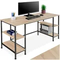 Produktbild: tectake® Industrial Bürotisch mit 4X Ablage Schreibtisch, 137x55x75 cm, Computertisch, PC Tisch, Gaming Desk, Arbeitstisch, Möbel für Arbeitszimmer, Industrial Holz hell, Eiche Sonoma