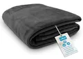 Produktbild: ZOLLNER Kuscheldecke flauschig in 150x200 cm - weiche und langlebige Sofadecke in Graphit - waschbar bis 40°C - Mischgewebe - mit elegantem Einfassband - Hotelqualität - Oeko Tex® Zertifiziert