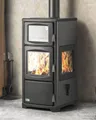 Produktbild: Kaminofen mit Backfach Herdplatte Panoramakamin Dreiseitig Glas Teba TKS 19 Holzofen 12 kW Kamin Ofen Holz Holzherd Kochplatte Küchenofen