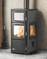 Produktbild: Kaminofen mit Backfach und Herdplatte Teba TKS 19 Holzofen 12 kW Panorama Holz