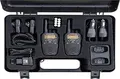Produktbild: Stabo Freecomm 700 PMR Funkgerät Set | 8 Kanäle | 10 km Reichweite | FM-Radio | Vibrationsalarm | 2er Set | Schwarz