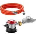 Produktbild: Wiltec Gasdruckminderer Spanien Mit Adapter, Gasdruckregler 700 Mbar, 1,5 M Gasschlauch Mit Druckminderer, Druckregler Für Große Geräte, Gasregler Für Gasheizgebläse