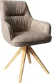 Produktbild: DELIFE Polsterstuhl Zelia-Flex, mit Armlehnen Holzgestell kantig Taupe Vintage 180° drehbar