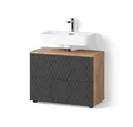 Produktbild: Livinity® Waschbeckenunterschrank Ronco, Anthrazit mit Wabenstruktur/Goldkraft Eiche, 80 x 58.6 cm mi...